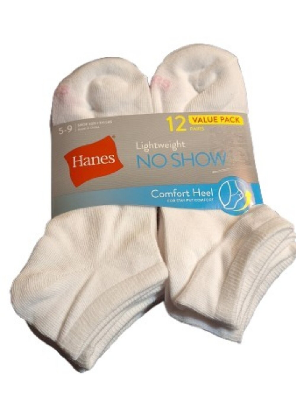 NWT Hanes Lightweight No Show Socks, 12-Pack